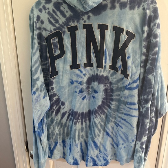 PINK- long sleeve hooded Tee. Cotton knit material. Soft , EUC! - Picture 3 of 5